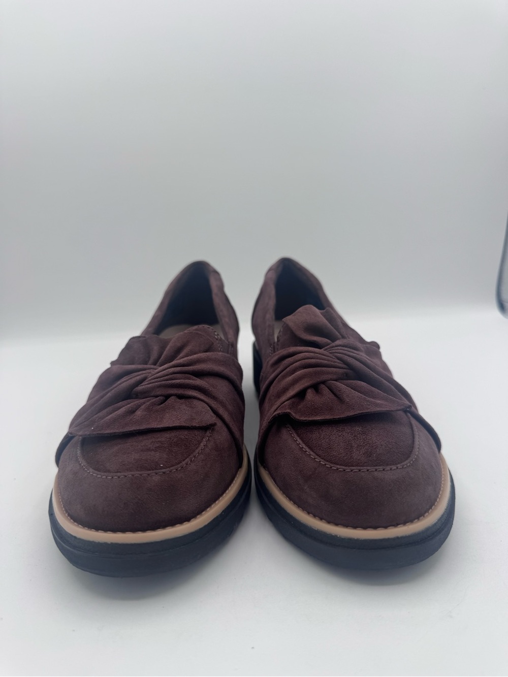 Clarks Brown Suede Knotted Vamp Loafers sz8m - Picture 2 of 9